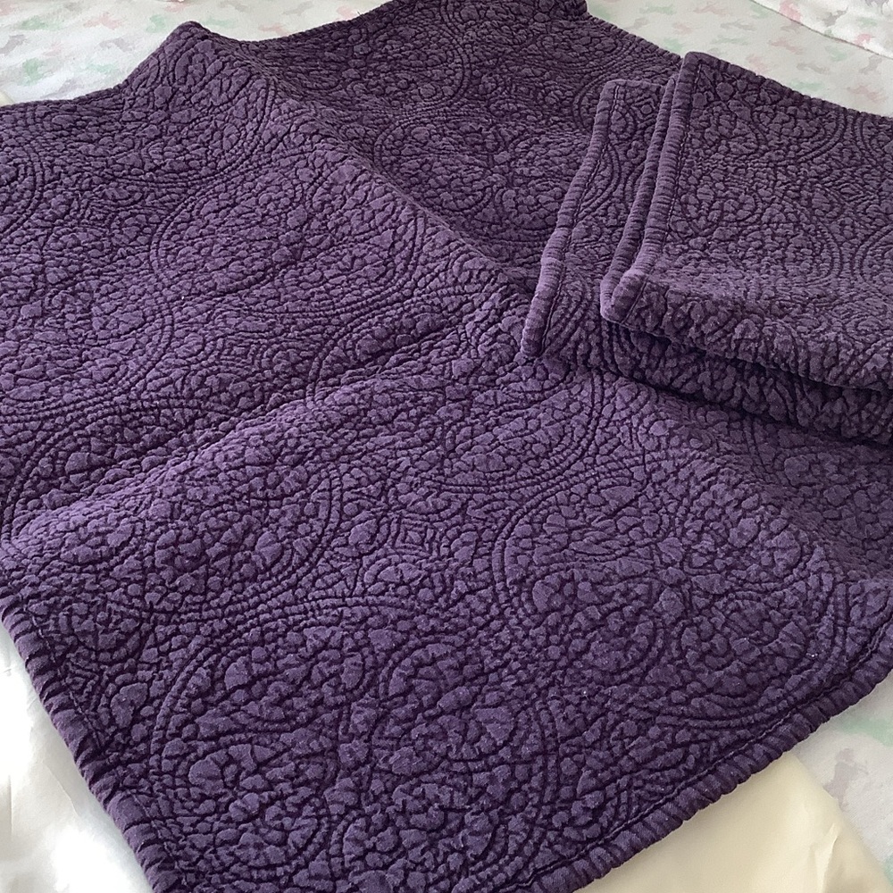 Restoration Hardware Quilted Pillow Sham Pair in Deep Purple